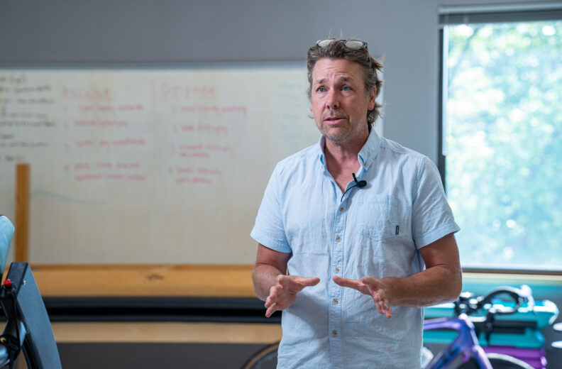 Hans Haverkamp, PhD, associate professor, doing an interview.