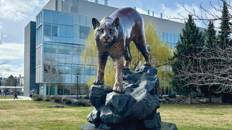 Cougar Pride Statue at WSU Spokane