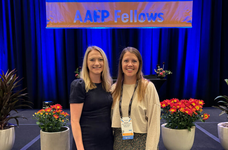 Molly Thompson, MD, and Brenna Harris, DO receive the AAFP Degree of Fellow.