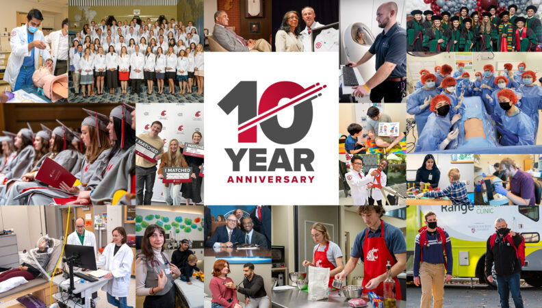 10 year anniversary logo surrounded by collage of photos showcasing the past 10 years.