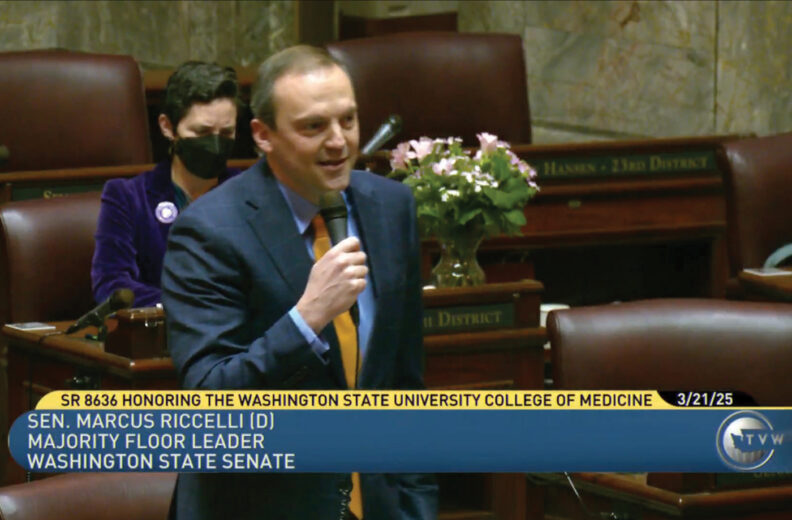 Marcus Riccelli speaking on the senate floor.