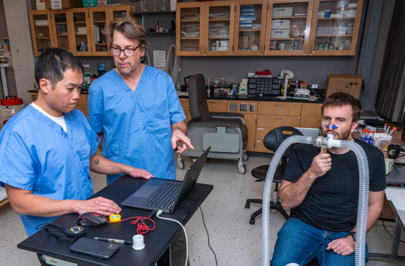 Participant undergoing testing in the lab.