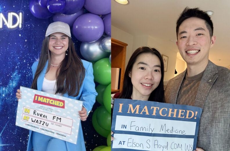 Shaunicy Sturm and Zhengtao Zhang holding their I matched sign.