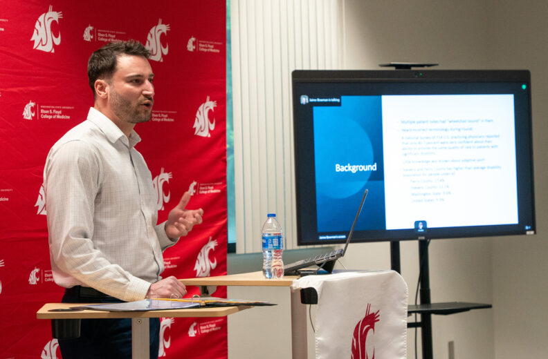 MD Student Michael Stralser giving a presentation at MD Program Showcase.
