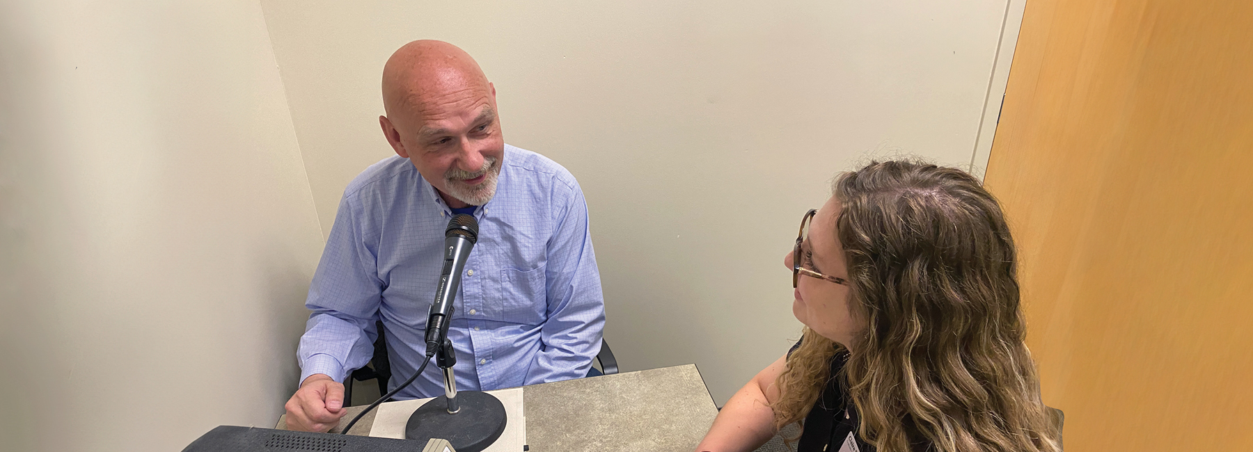 student giving speech test to a patient
