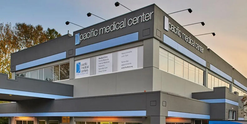 Outside of the Pacific Medical Center building.