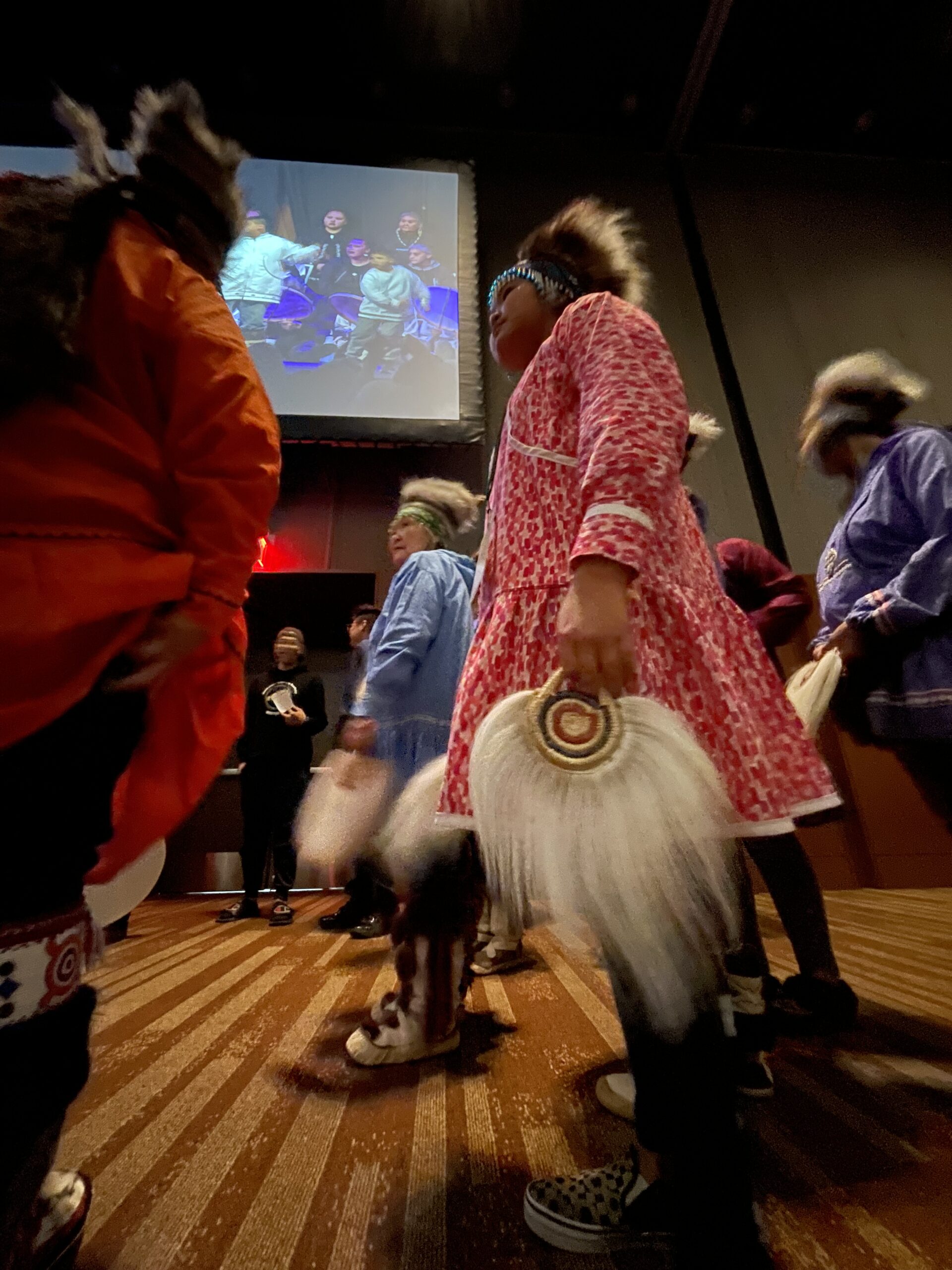 Native American people in regalia