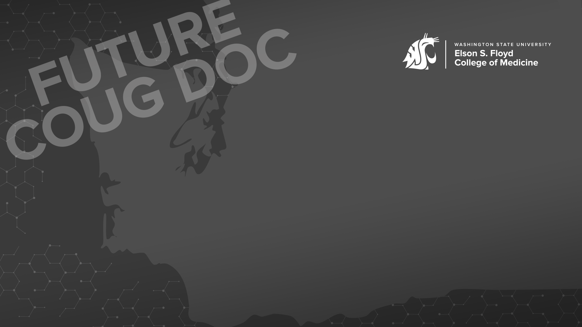 Gray Future Coug Doc on a Washington state outline, zoom background.