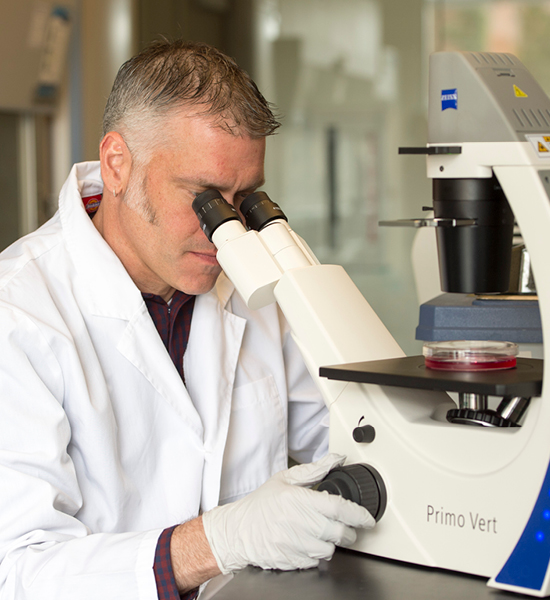 Doctor looking in a microscope