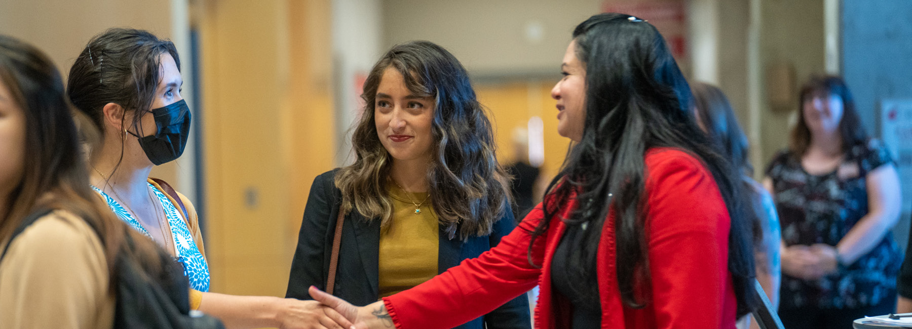 Leila Harrison talking with MD students