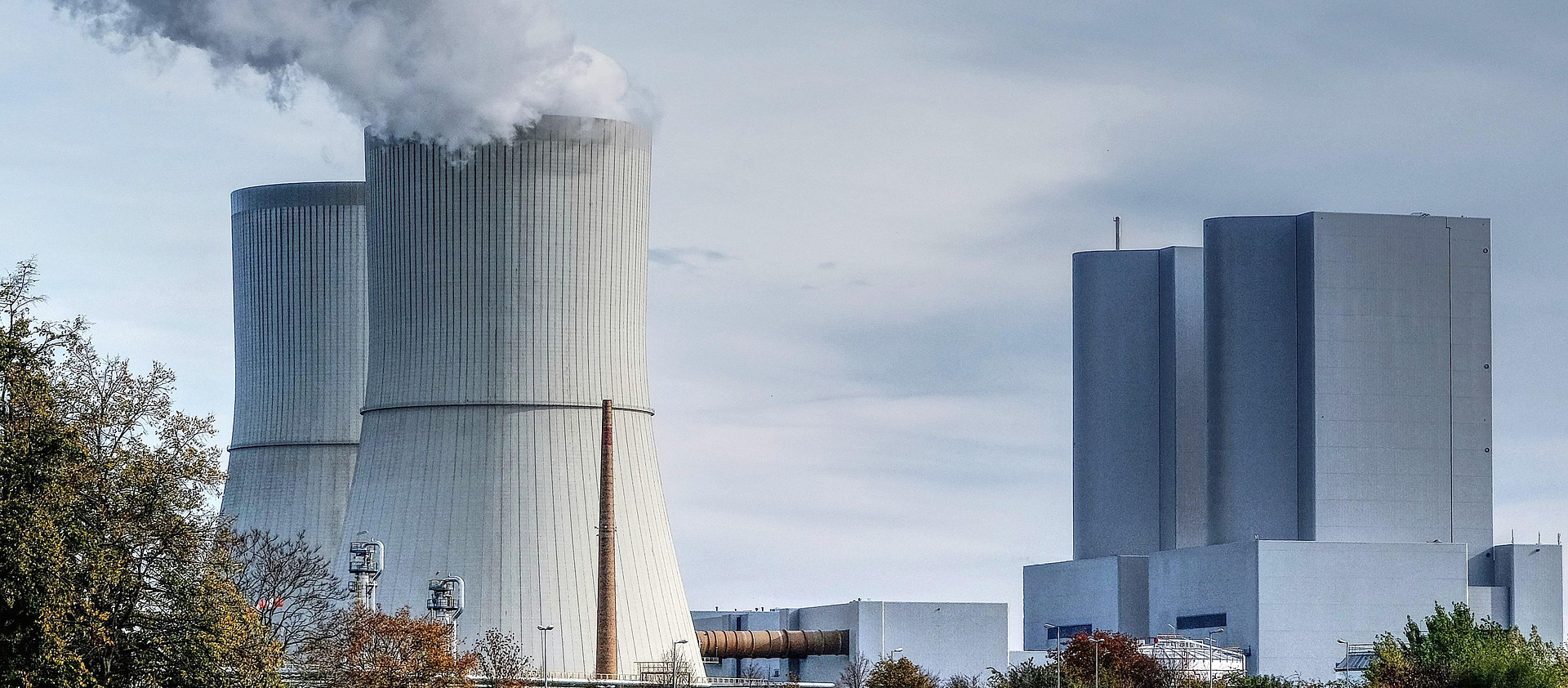 Two smoking towers of a Nuclear power plant.
