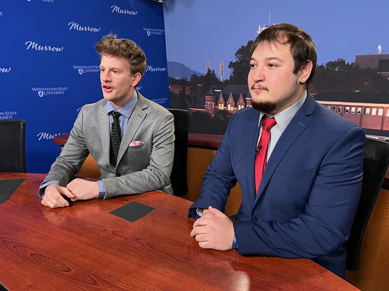 Murrow students broadcasting the news