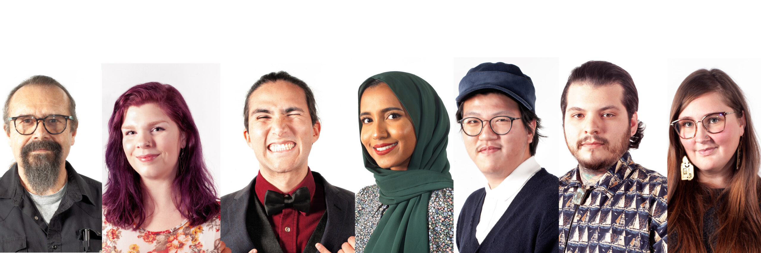 Image of seven portraits of the MFA Thesis graduate candidates