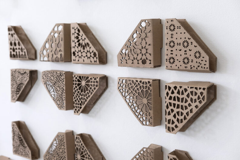 decorative artwork made from cardboard frame corner protectors