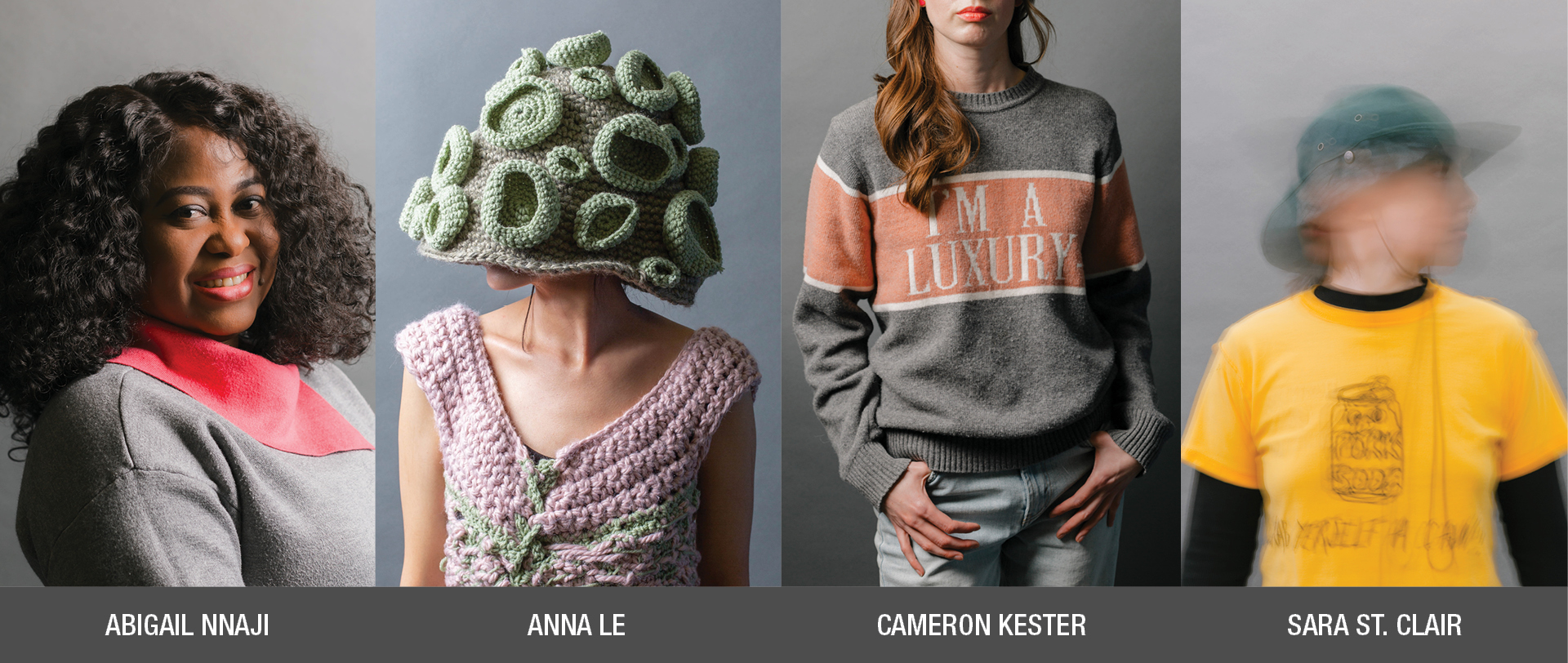 Photos of the four 2025 MFA Thesis Candidates