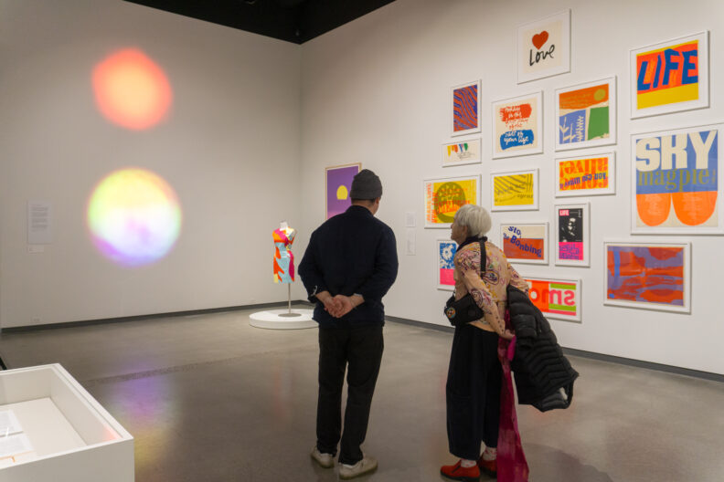 Image of museum visitors enjoying the Faculty Remix Exhibition Reception on 01/16/25