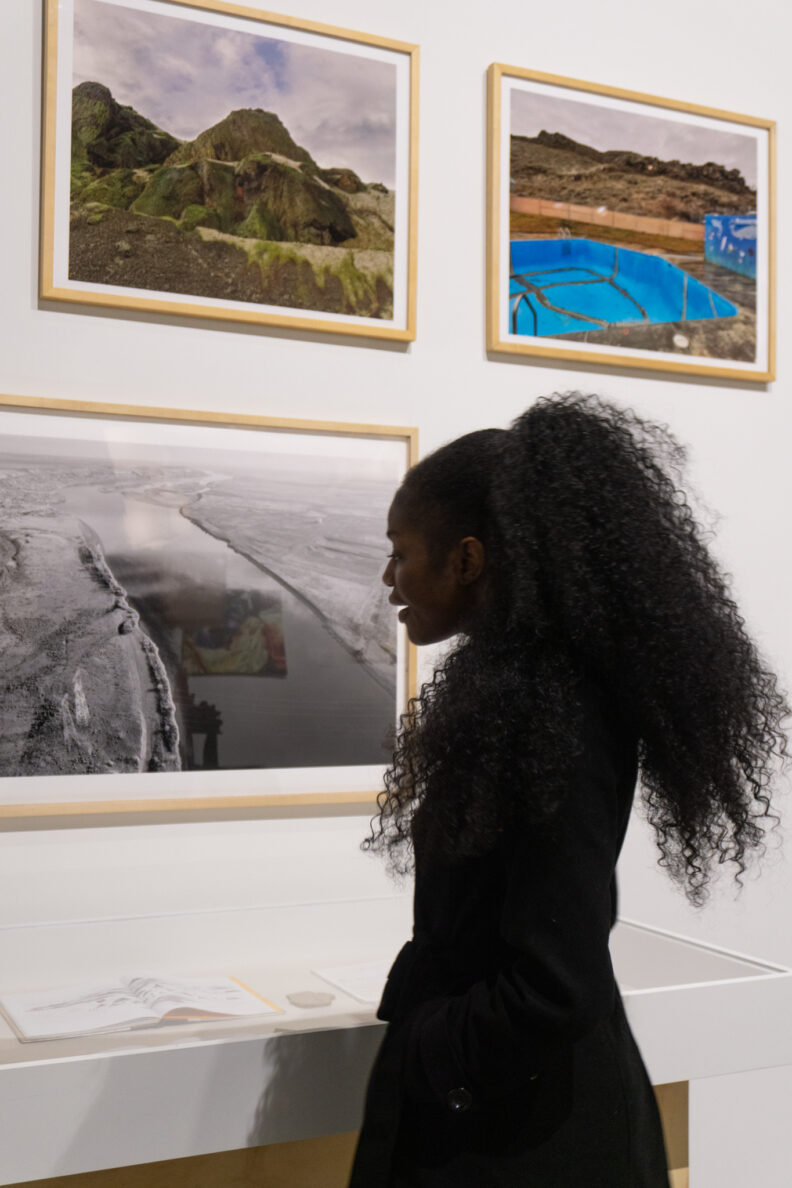 Image of museum visitors enjoying the Faculty Remix Exhibition Reception on 01/16/25
