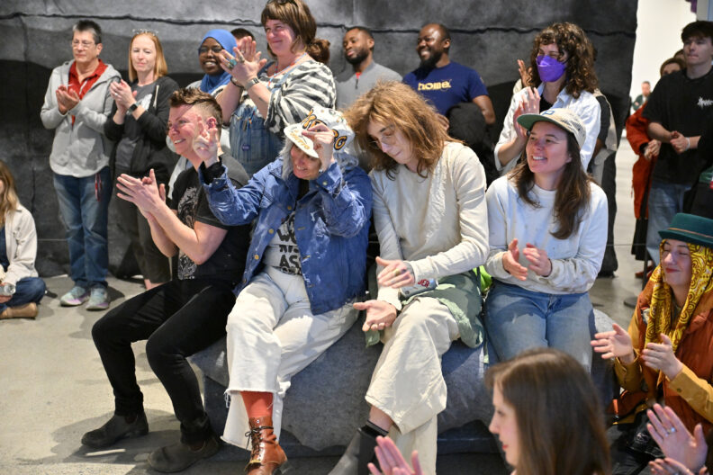 Image of people enjoying the MFA Reception and Artist Talks on 04/04/25