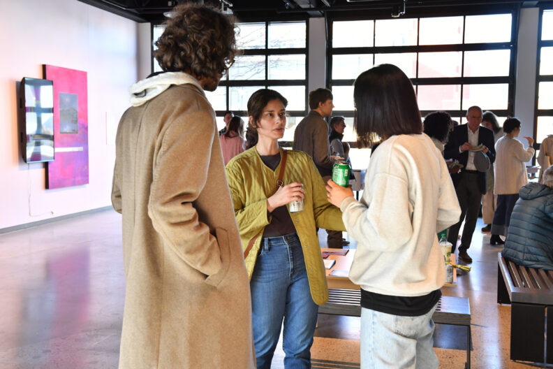 Image of people enjoying the MFA Reception and Artist Talks on 04/04/25