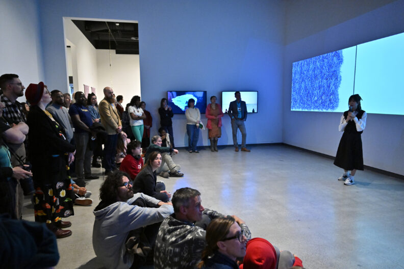 Image of people enjoying the MFA Reception and Artist Talks on 04/04/25