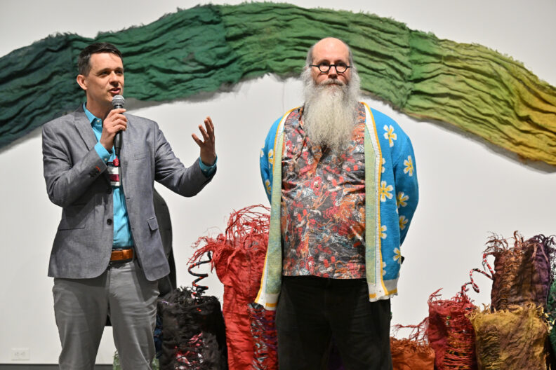 Image of people enjoying the MFA Reception and Artist Talks on 04/04/25