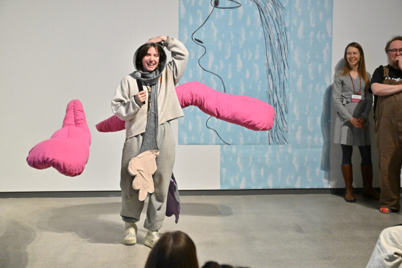 Image of people enjoying the MFA Reception and Artist Talks on 04/04/25