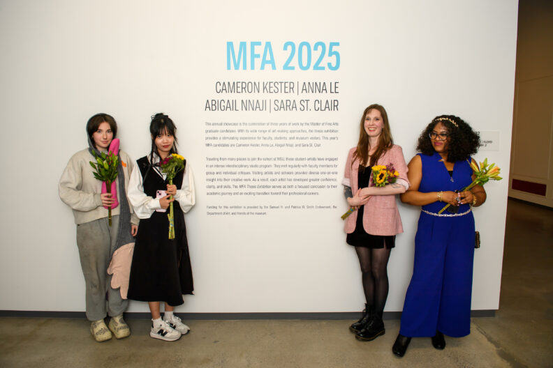Image of people enjoying the MFA Reception and Artist Talks on 04/04/25