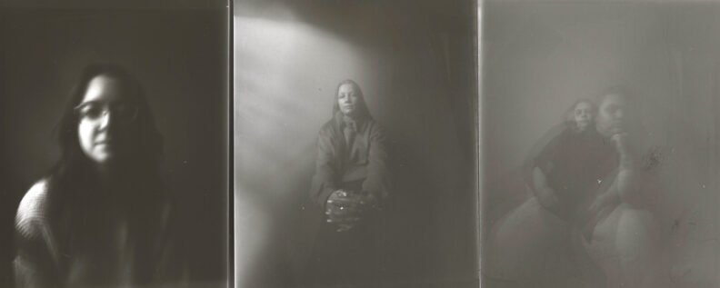 3 portraits taken with a pinhole camera