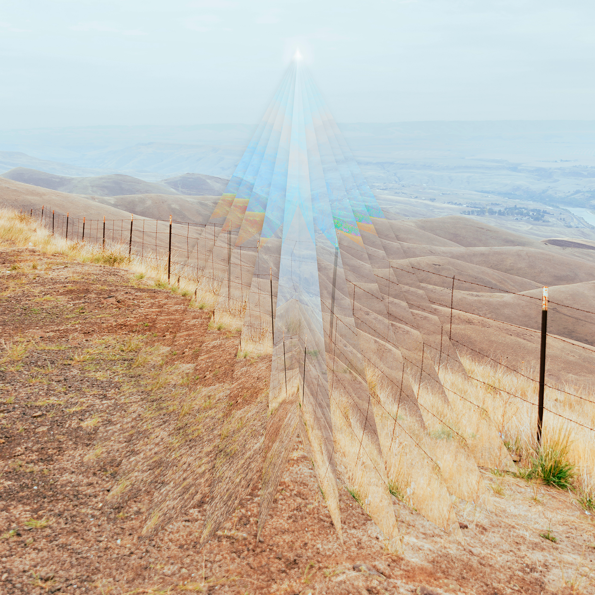 A photo of the Palouse landscape with abstracted imagery.