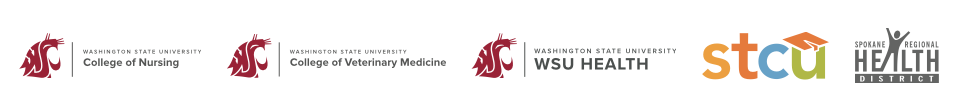 Healthy People Healthy Pets sponsor logos:  WSU College of Nursing, WSU College of Veterinary Medicine, WSU Health, STCU, and Spokane Regional Health District.