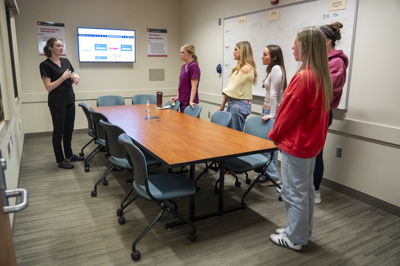 Students at a College of Nursing open house in Spokane.