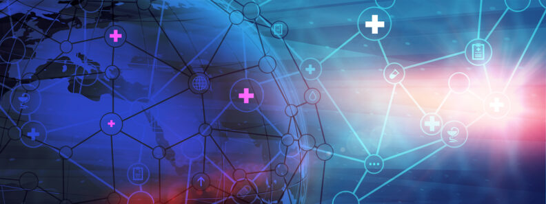 Abstract Worldwide Health Care Background with Futuristic Medical Technology Concept