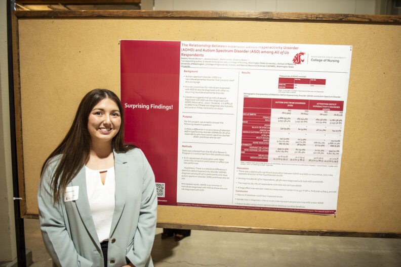 Nursing honors student, Destiny Stanek-Bolles, '25, with research poster