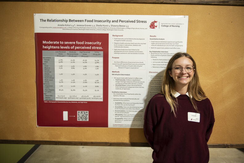 Nursing honors student, Amelia Kohut '25, with research poster