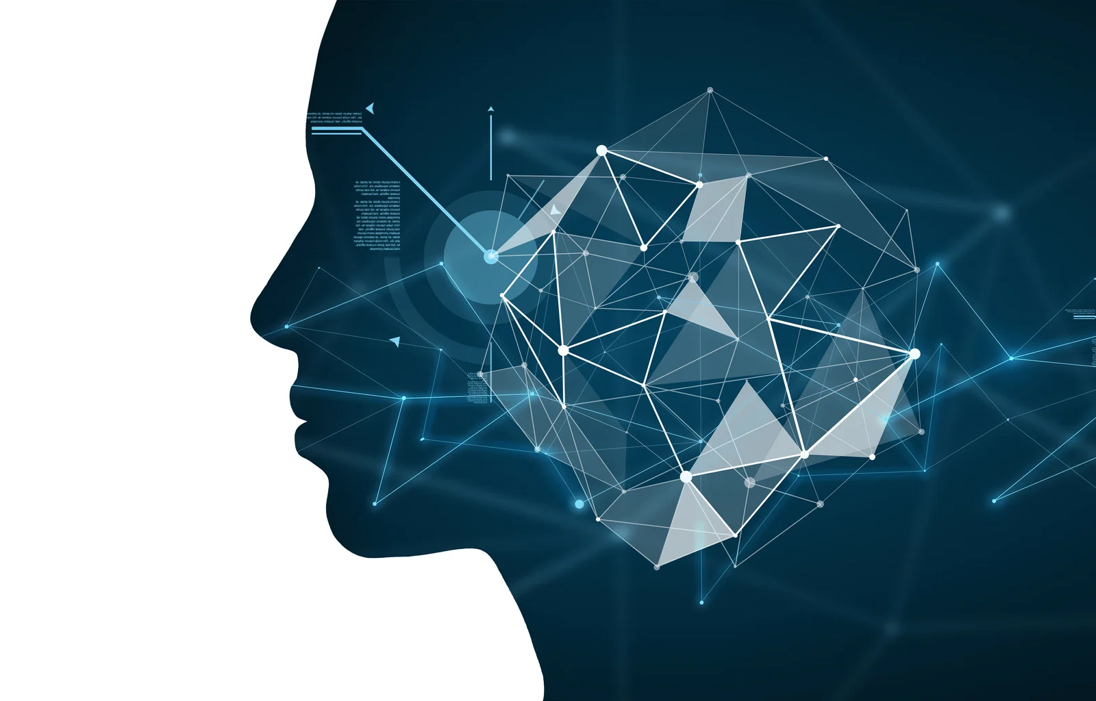 Face silhouette with faceted texture.