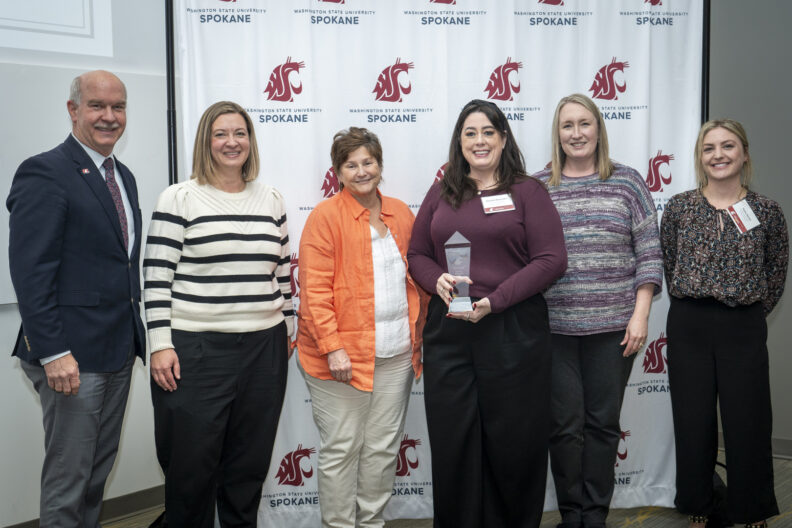 Chancellor Daryll DeWald, Dean Mary Koithan, Danielle Desormier, Director of Finance and Administrative Services, Anne Mason, Associate Dean of Academic Affairs, and Taylor Kensel, Director of Development at the 2025 Chancellor's Excellence Awards.