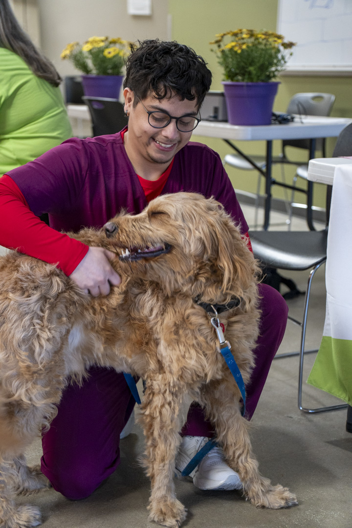 WSU College of Nursing BSN student with a pet. 
