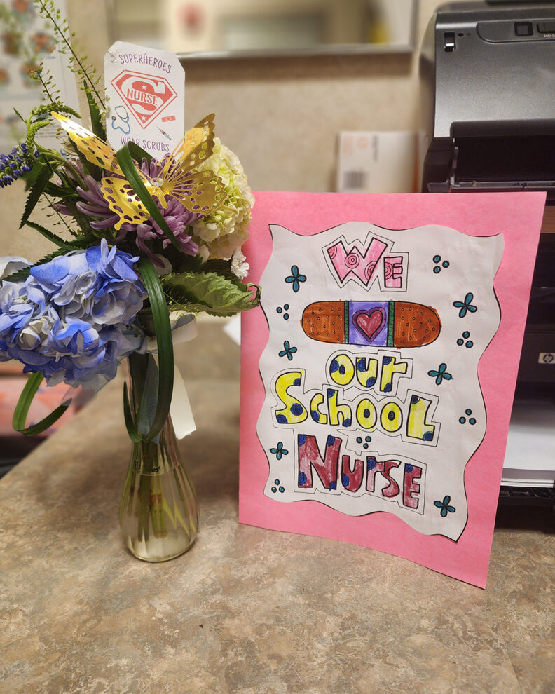 Hand drawn thank you cards to school nurse, Diana Torres Ochoa