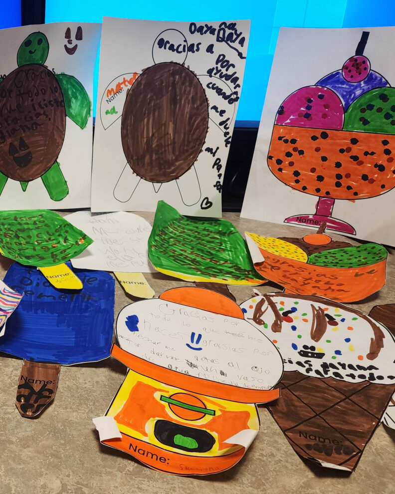 Hand drawn thank you cards to school nurse, Diana Torres Ochoa