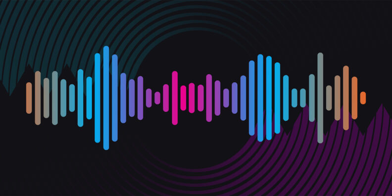 Sound equalizer background with circle. Technology electronic wa
