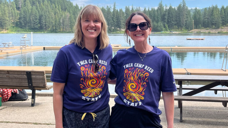 College of Nursing faculty members Sarah Fincham, DNP, MSN, FNP-C, and Fionnuala Brown, DNP, MSN, FNP-C, volunteered as camp nurses at YMCA Camp Reed, summer 2025.