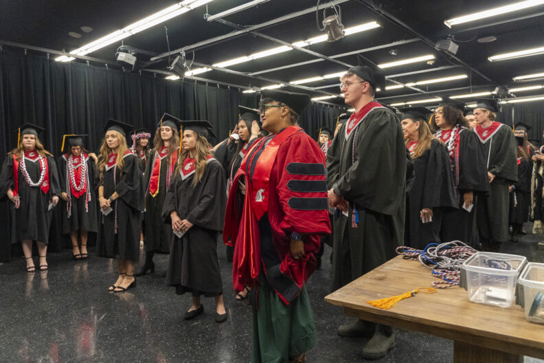WSU College of Nursing students preparing for Fall 2025 Convocation.