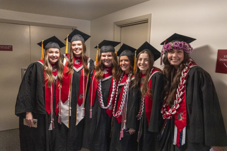 WSU BSN graduates posing before Fall 2025 convocation.