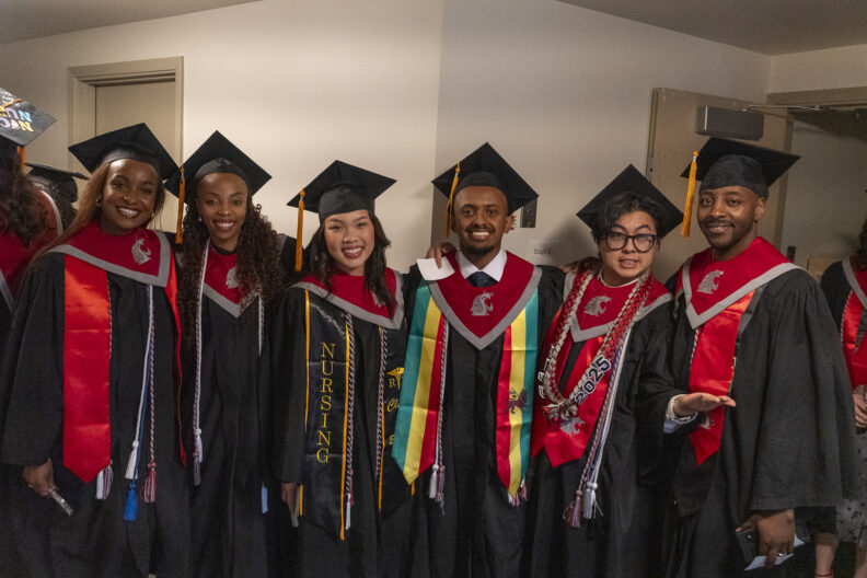 WSU BSN graduates posing before Fall 2025 convocation.