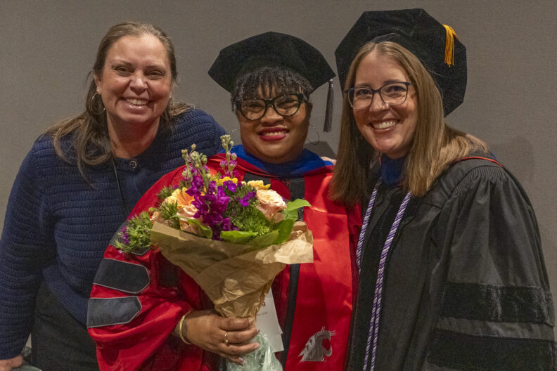 PhD graduates: Dr. Molly Parker, '24, Dr. Natasha Barrow, '25, Dr. Christina Brumley, '24.