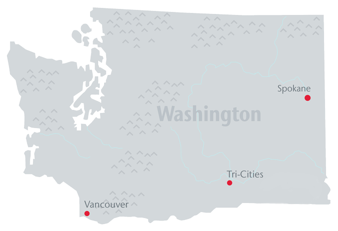 WSU College of Nursing locations in Washington state as of 2026: SPokane, Tri-Cities, and Vancouver.
