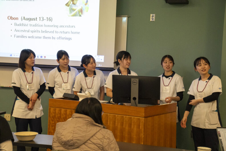Iwate students presenting their research projects to WSU College of Nursing students.