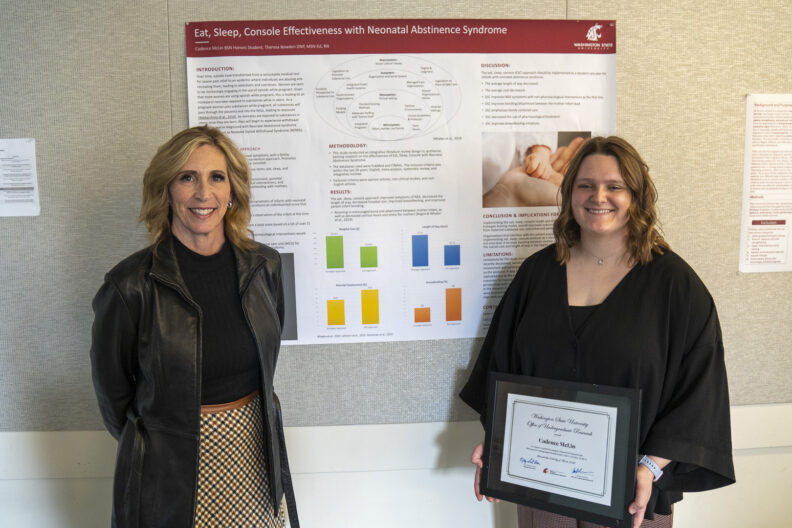 Cadence McLin, BSN ’26, picture with mentor Theresa Bowden, MSN-Ed, DNP ‘25, RN.