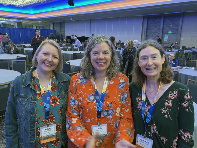 PhD student Kristy Lancotti, Dr. Julie Postma, and Kathleen Hagan at WIN 2026.