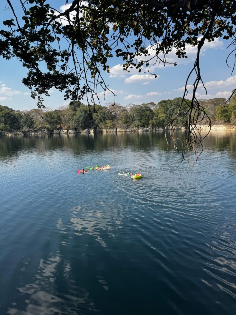 Picture of the WSU College of Nursing students at Lake Kashiba in the water. Photo: Greer Bainbridge.